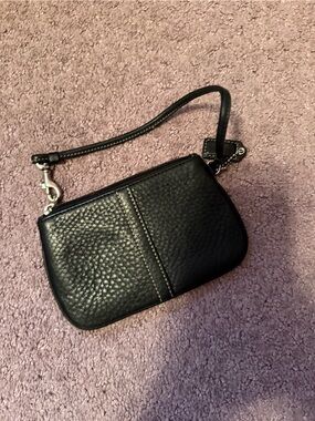 Coach Black Pebbled Leather Wristlet Clutch